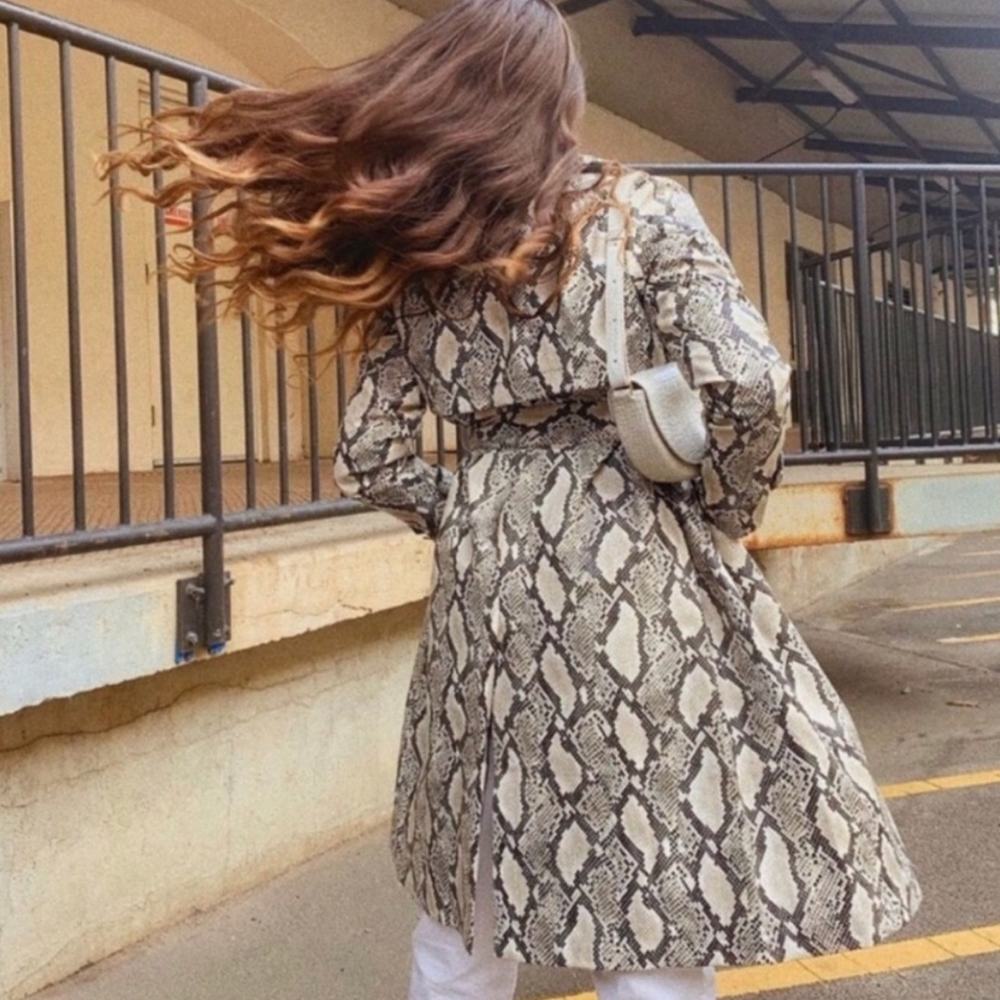 NWT Choosy Elizabeth Faux Snakeskin Coat Lined Belted Women's Sizes S - Picture 2 of 12